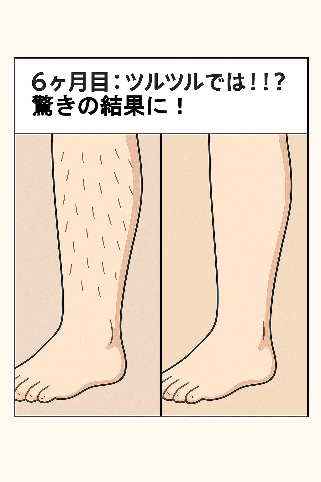 6ヶ月後、スベスベの足を確認する男性
